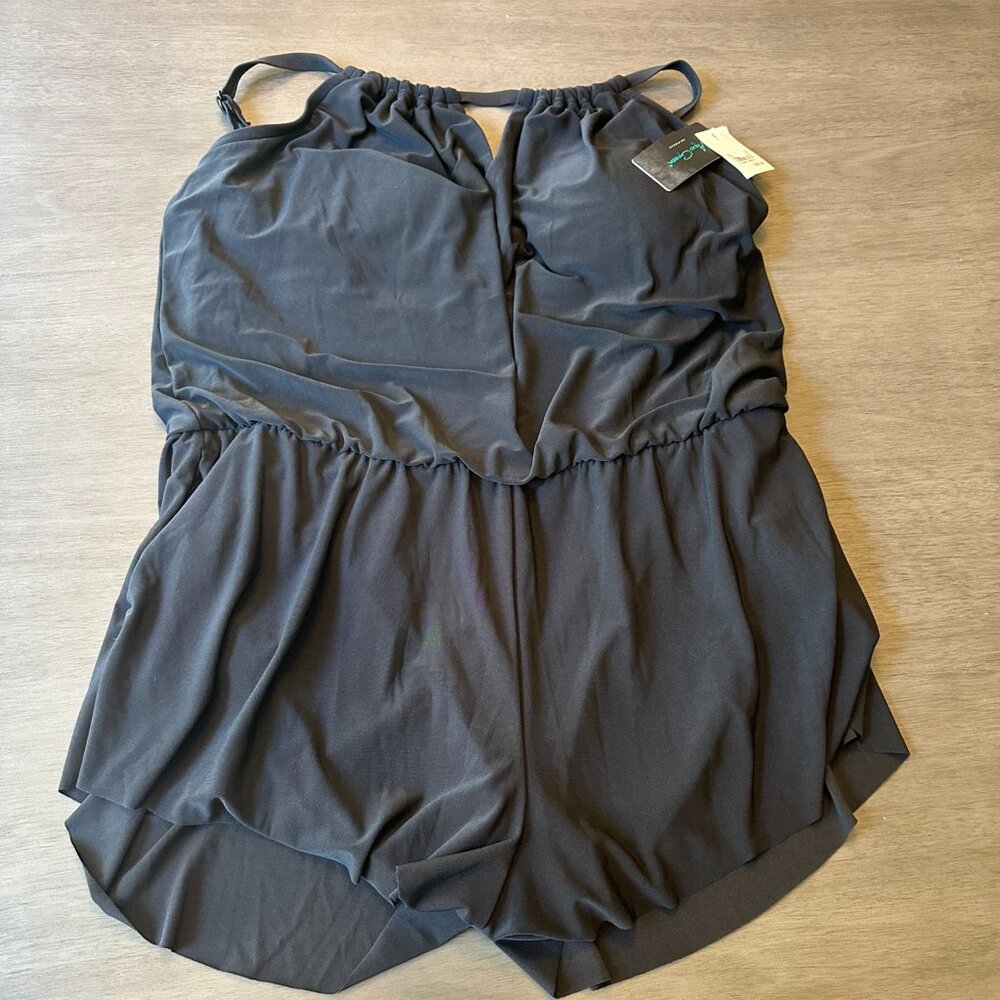 Aqua Green Women Standard Keyhole Blouson Romper Black Size XL